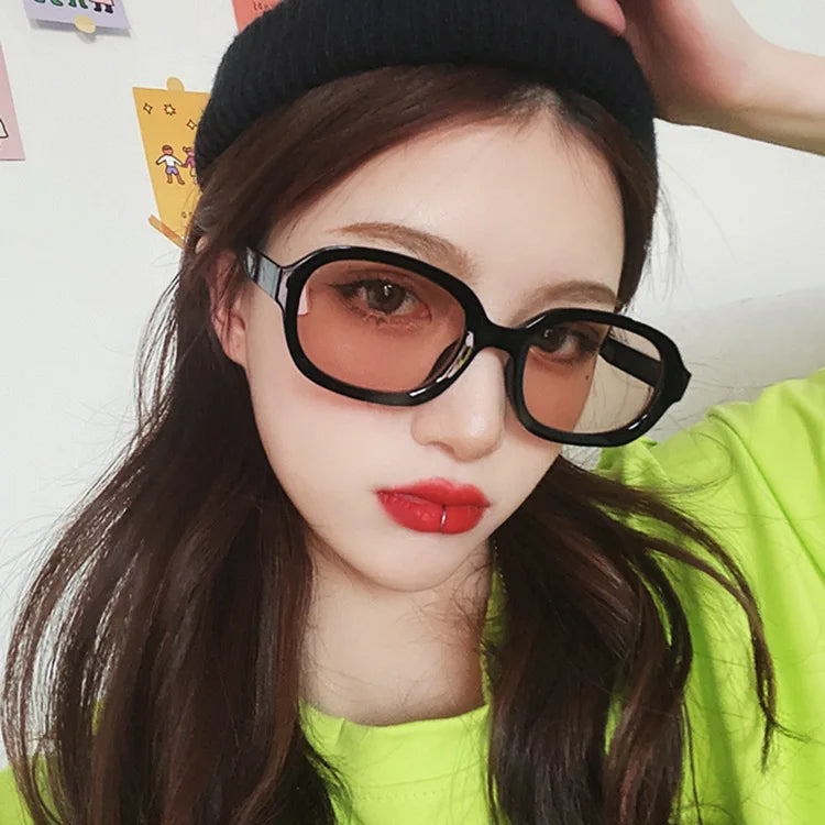 Oval Concave Vintage Sunglasses Women Fashion Design Retro Brand Sun Glasses Female Hip Hop Vintage Round Designer Oculos De Sol
