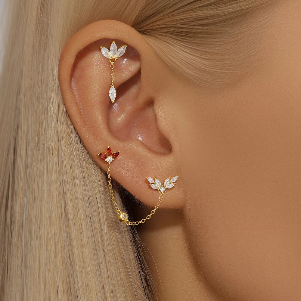 CANNER Pendientes Plata 925 Piercing Stud Earrings For Women Cubic Zirconia 925 Sterling Silver Cartilage Earring Jewerly 1pc