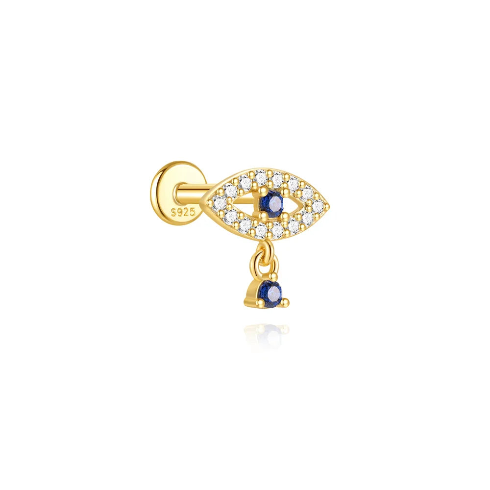 CANNER Pendientes Plata 925 Piercing Stud Earrings For Women Cubic Zirconia 925 Sterling Silver Cartilage Earring Jewerly 1pc