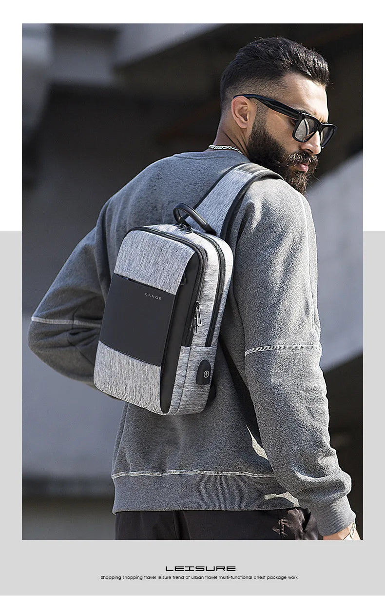 Fashion Men Travel Waterproof Leisure Business Chest Sports Packs Messenger Shoulder Sling Running Bag Men's Boys