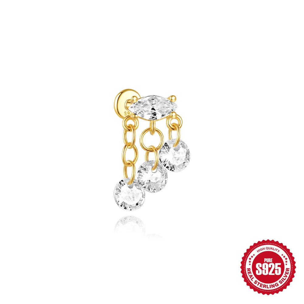 CANNER Pendientes Plata 925 Piercing Stud Earrings For Women Cubic Zirconia 925 Sterling Silver Cartilage Earring Jewerly 1pc
