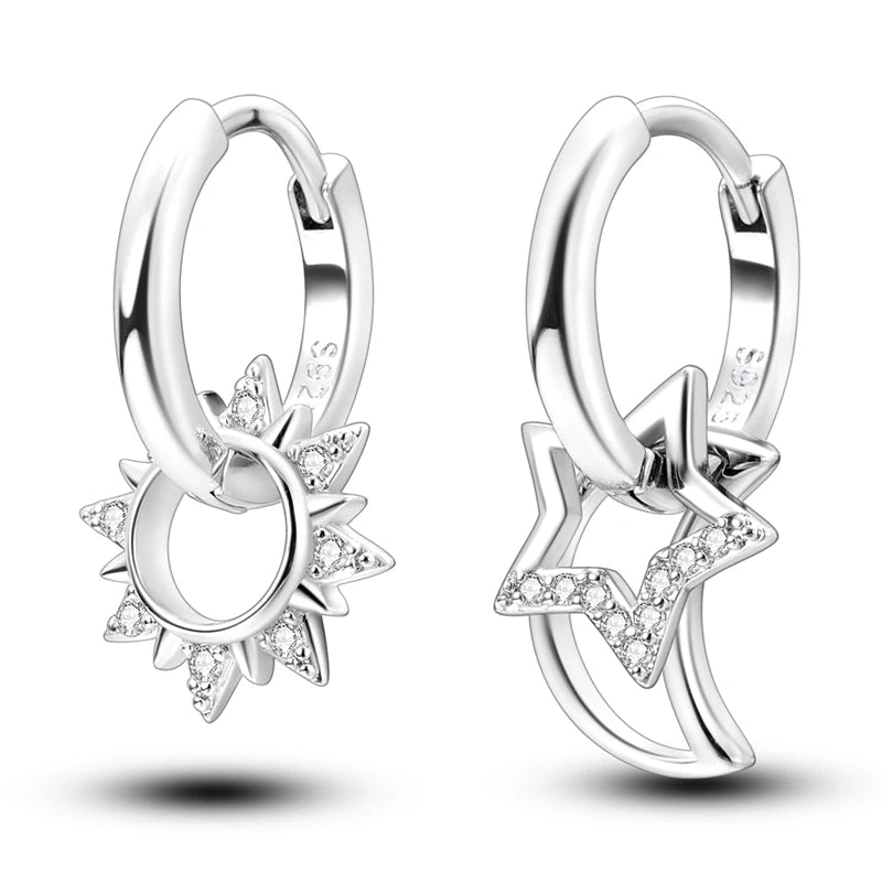 Original 925 Sterling Silver Women Hoop Earrings High Quality Shine Zircon U Shaped Classic Style Earring For Women Jewelry Gift