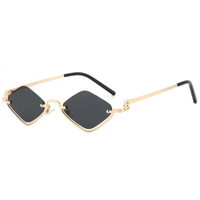 Fashion Small Polygonal Sunglasses Women Luxury Brand Metal Half Frame Sun Glasses Ladies Hipster Sexy Cat Eye Shades Vintage