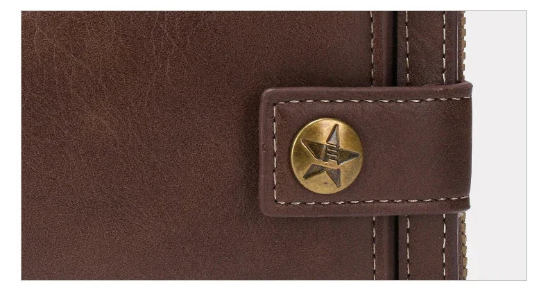 Short Horizontal Zipper Coin Pocket Tri-fold Card Case Purse Billetera Hombre Vintage Men High Quality PU Leather Small Wallet