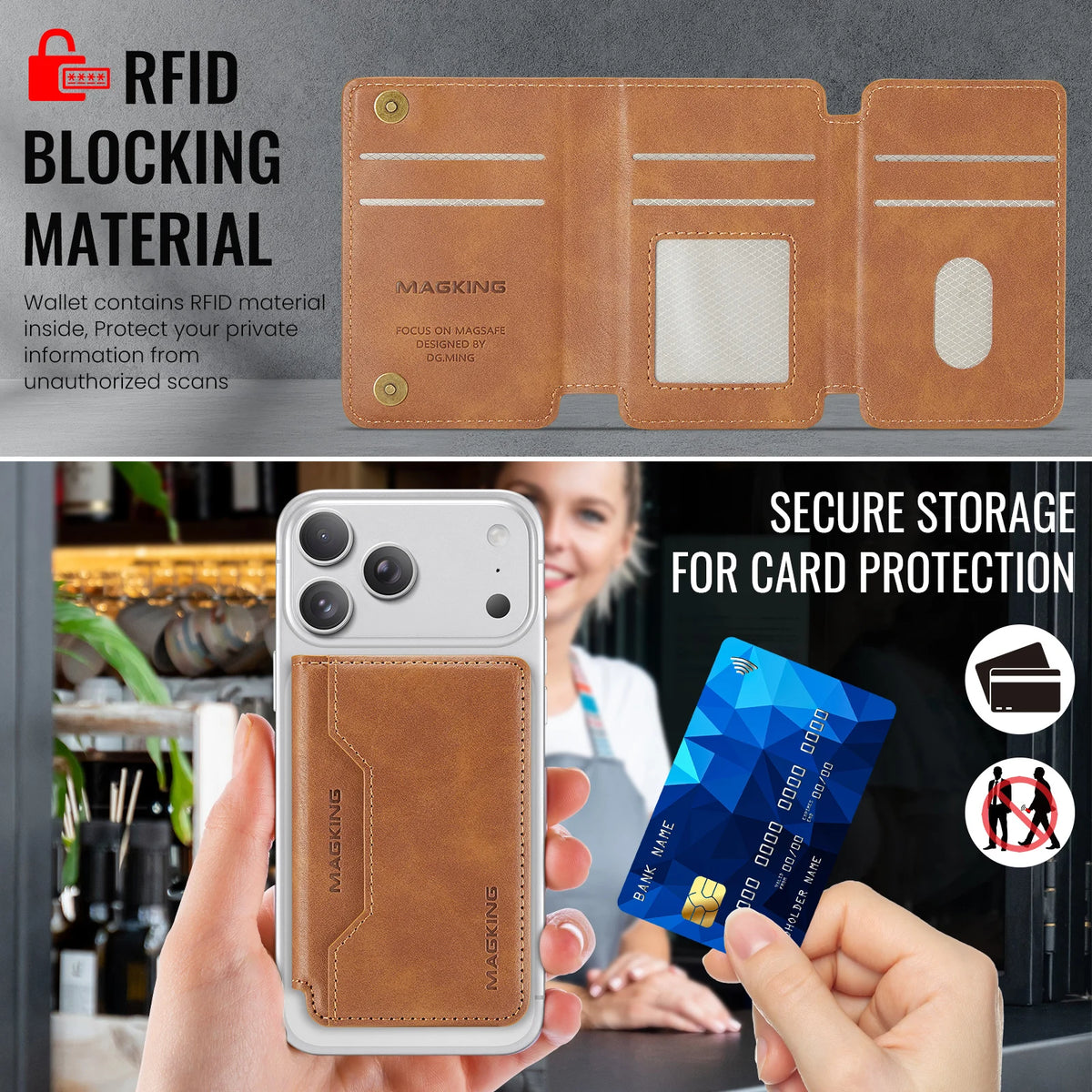 MagSafe Wallet RFID Blocking Magnetic Card Holder