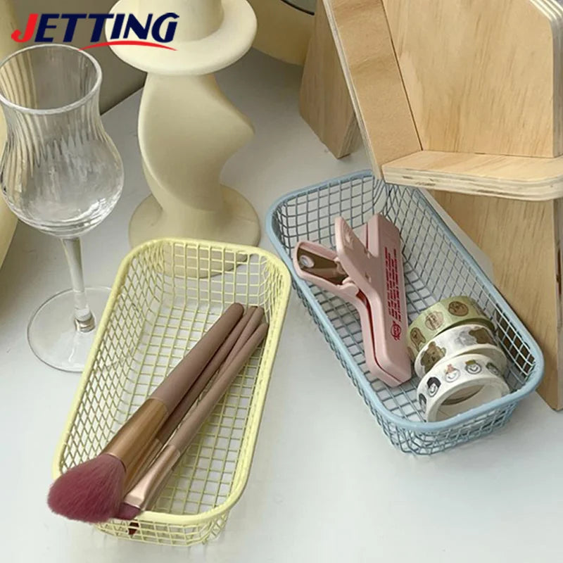 Desktop Storage Basket INS Metal Sundries Organizer Basket Photocard Case Office Stationery Home Supplies Make Up Sorting Holder