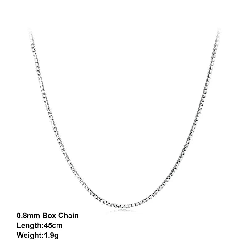 WOSTU Classic Basic Chains Solid 925 Sterling Silver O-Shaped Necklace Twisted Snake Bar Singapore Box Chain Square Links 45CM