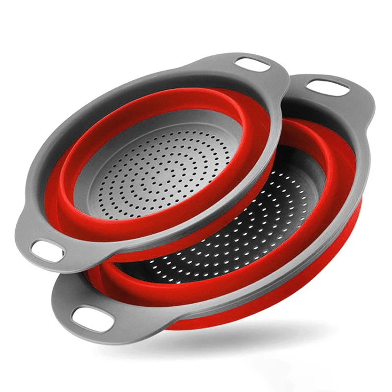 Drain Basket Silicone Vegetable Fruits Washing Drain Basket Folding Colander Strainer Collapsible Drainer Kitchen Tool