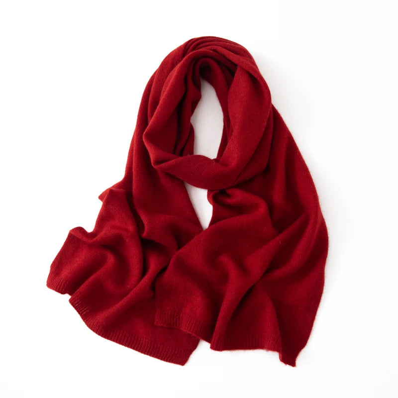 Soft 100% Cashmere Scarf for Autumn and Winter, Women's Knitted Warm Neck Protection Scarf 160*25CM