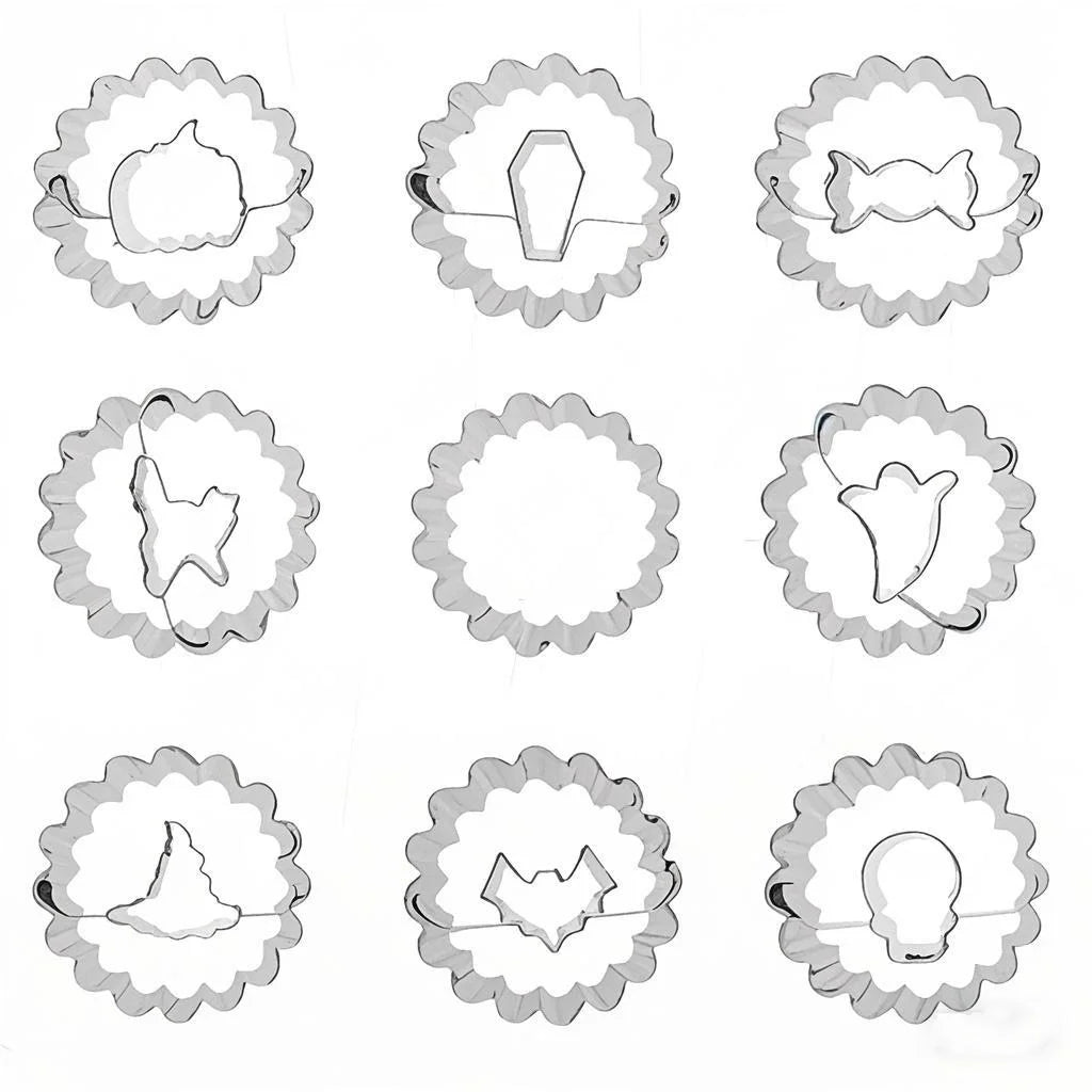 9PCS Jam Cookie Cutter Set Food Grade Moon Star Heart Flower Easy Clean Molds for Fondant Biscuit Pastry Home Baking