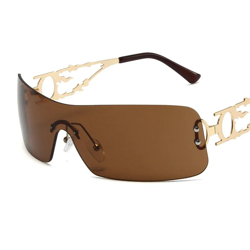 New Fashion Rimless Y2K Sunglasses Women Men 2026 High Quality Trending Product Rave Party Festival Oculos De Sol UV400