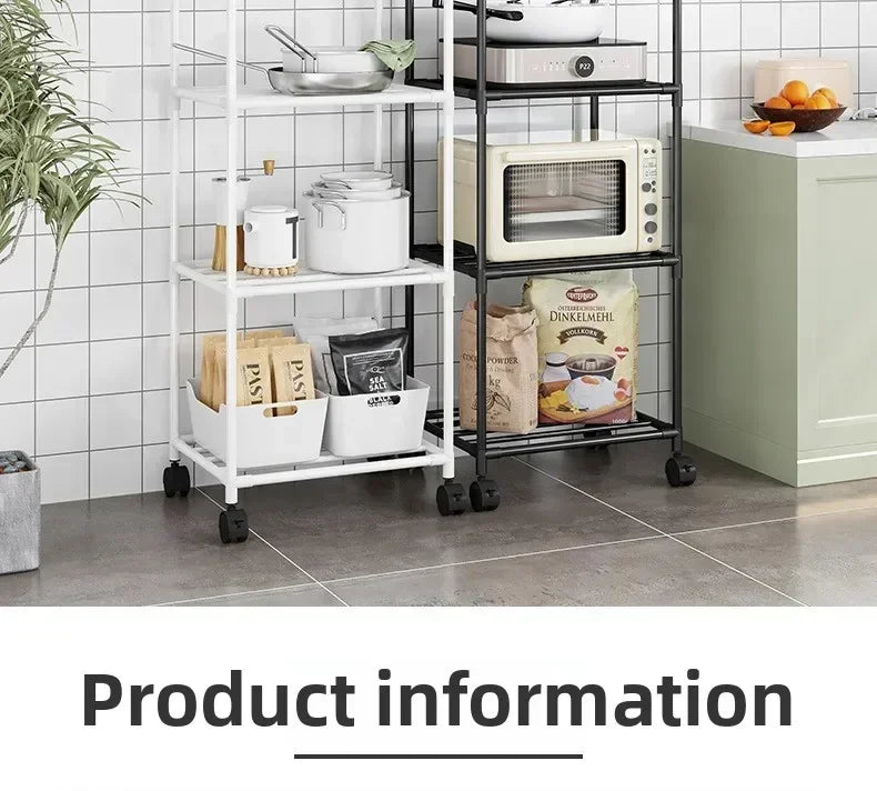 Kitchen mobile storage cart, multi-layer floor rack, dish refrigerator organizer refrigerator organizer