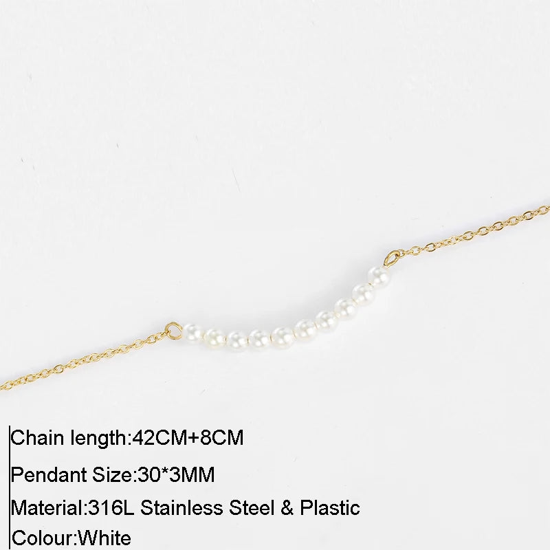316L Stainless Steel Fashion Golden Color Chain Jewelry Necklace For Women Imitation Pearl Beads Pendant Gifts Jewelry Wholesale