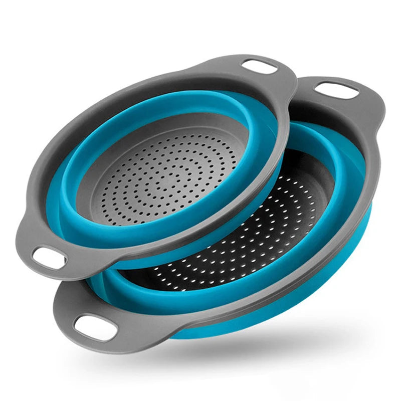 Drain Basket Silicone Vegetable Fruits Washing Drain Basket Folding Colander Strainer Collapsible Drainer Kitchen Tool