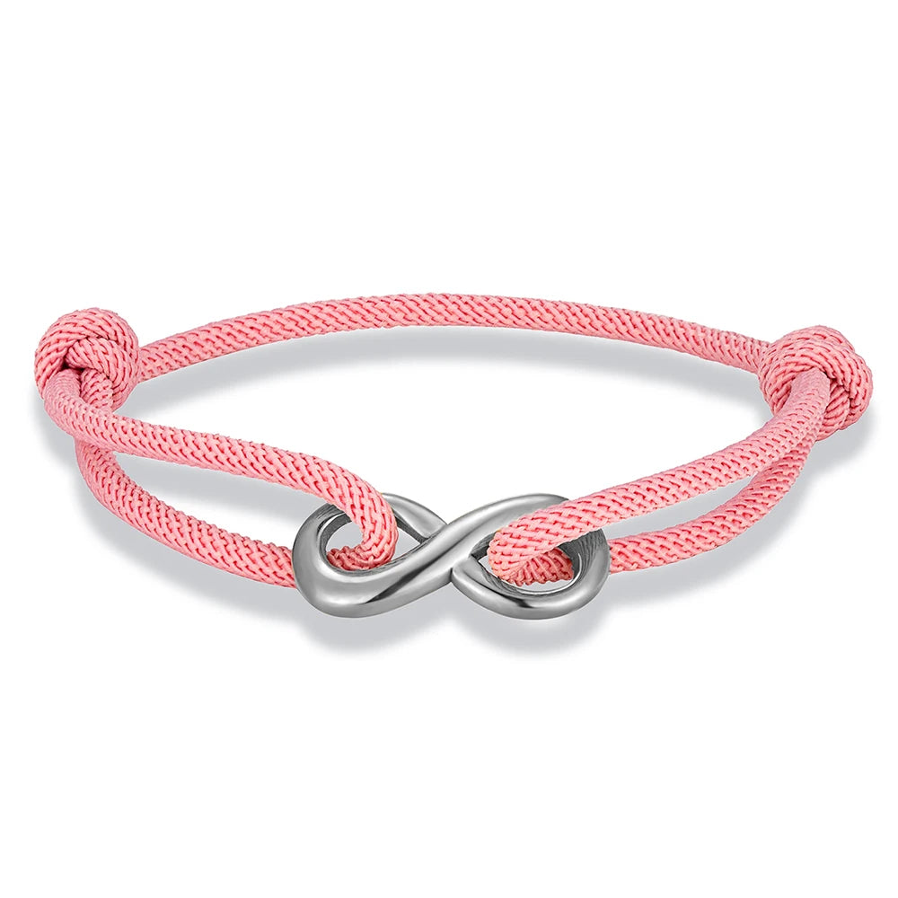 MKENDN Minimalist Stainless Steel Infinity Bracelet for Men Women Adjustable Rope Bracelet Couple Friendship Jewelry Gifts
