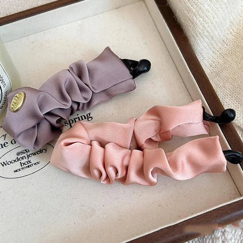 Korean Elegant Solid Fold Satin Banana Hair Clip For Women Girls Sweet Hair Ornament Hairpin Barrette Fashion Hair Accessories