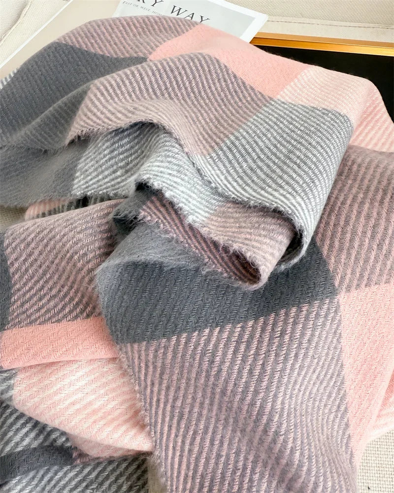 Luxury Brand Plaid Scarf Autumn Winter Women Warm Neckerchief Pashmina Lady Shawls and Wraps Casual Lattice Tassel Scarves