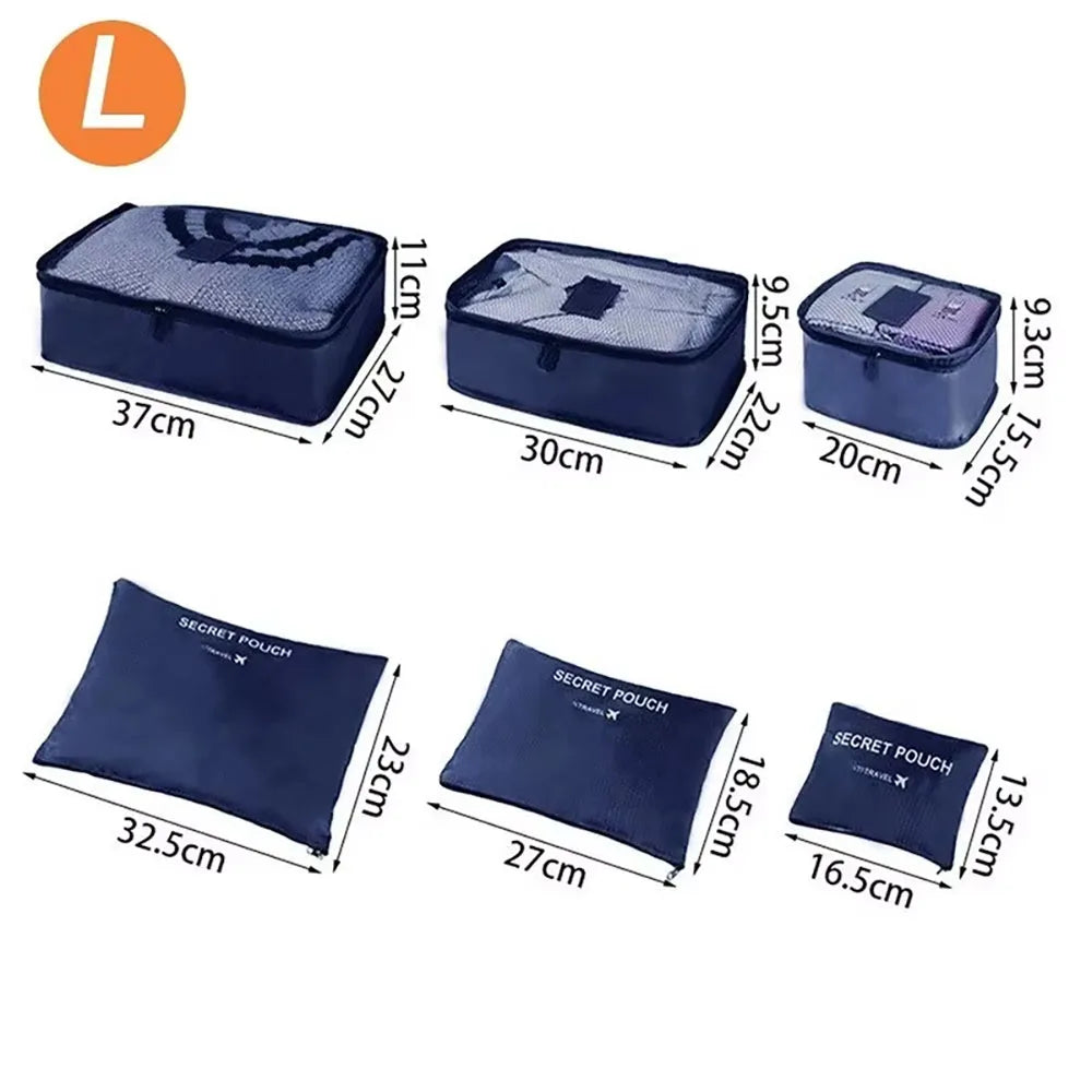 6-piece Large Size Travel Organizer Portable Suitcase Organizer Clothes Shoes Makeup Bag Luggage Organizer Travel Storage Bag