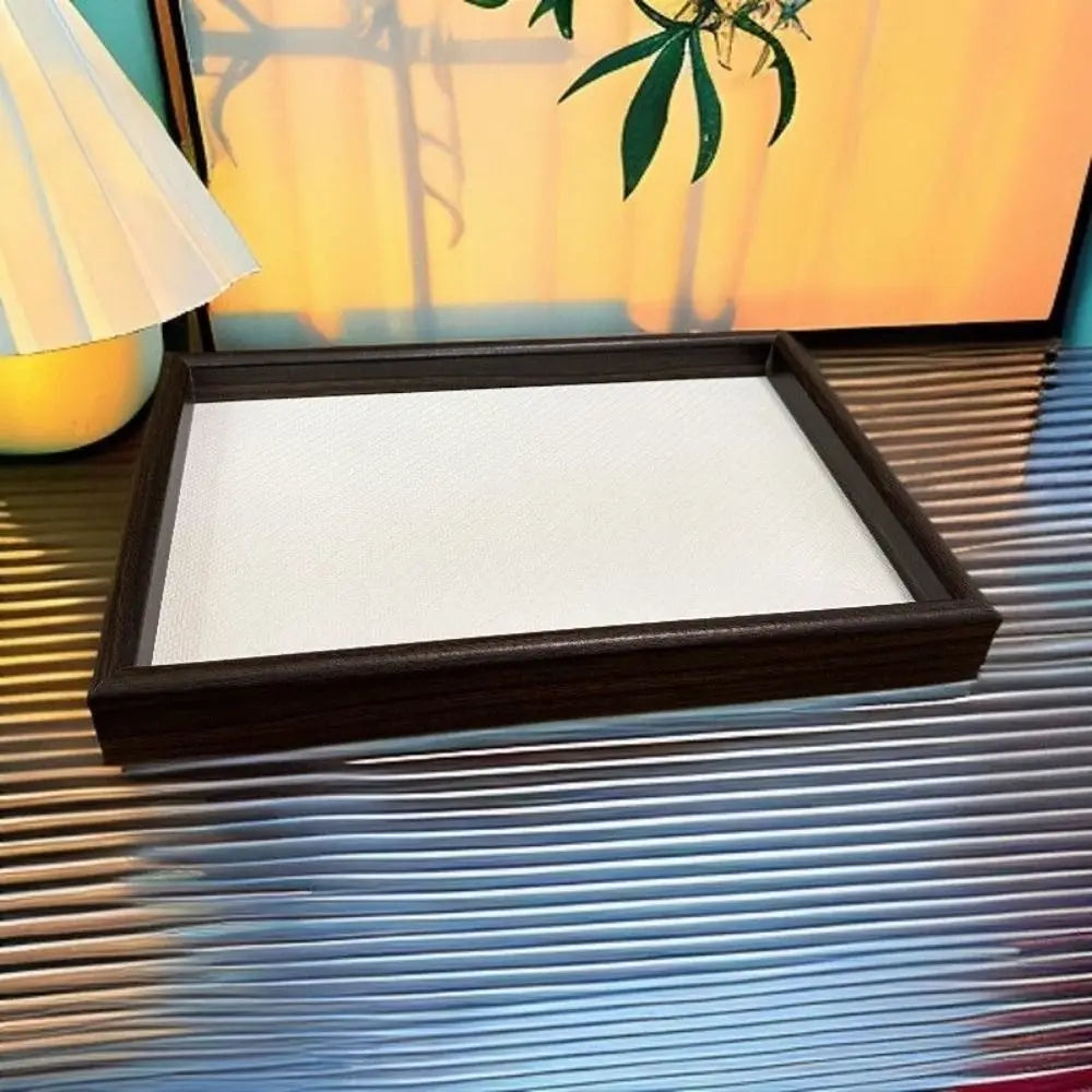 Light Luxury Wooden Rectangular Storage Tray Large Capacity Decorative Jewelry Display Trays Space Saving Cosmetic Holder Vanity