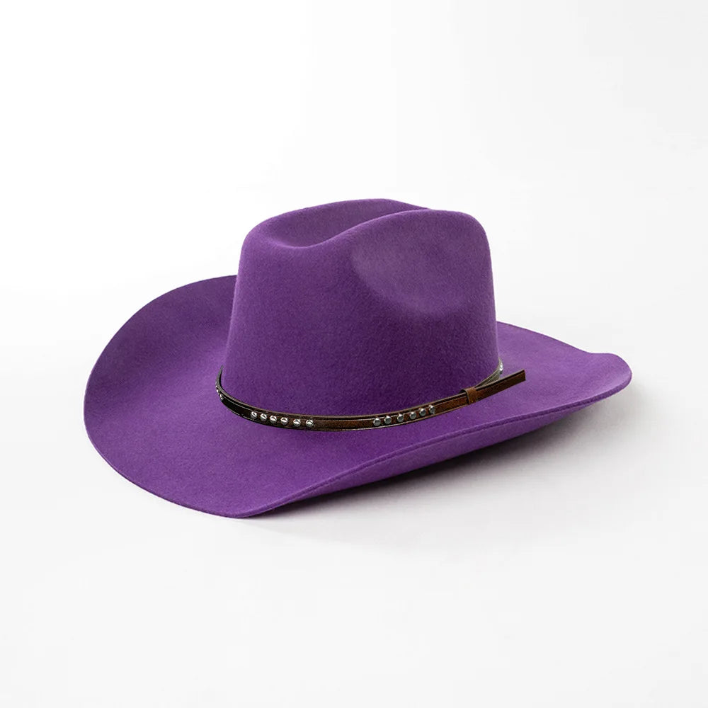 USPOP Autumn Winter Western Cowboy Hat Unisex Casual Studded Wool Felt Hat with Belt  Large Size Fedora Available in Sizes S-XL