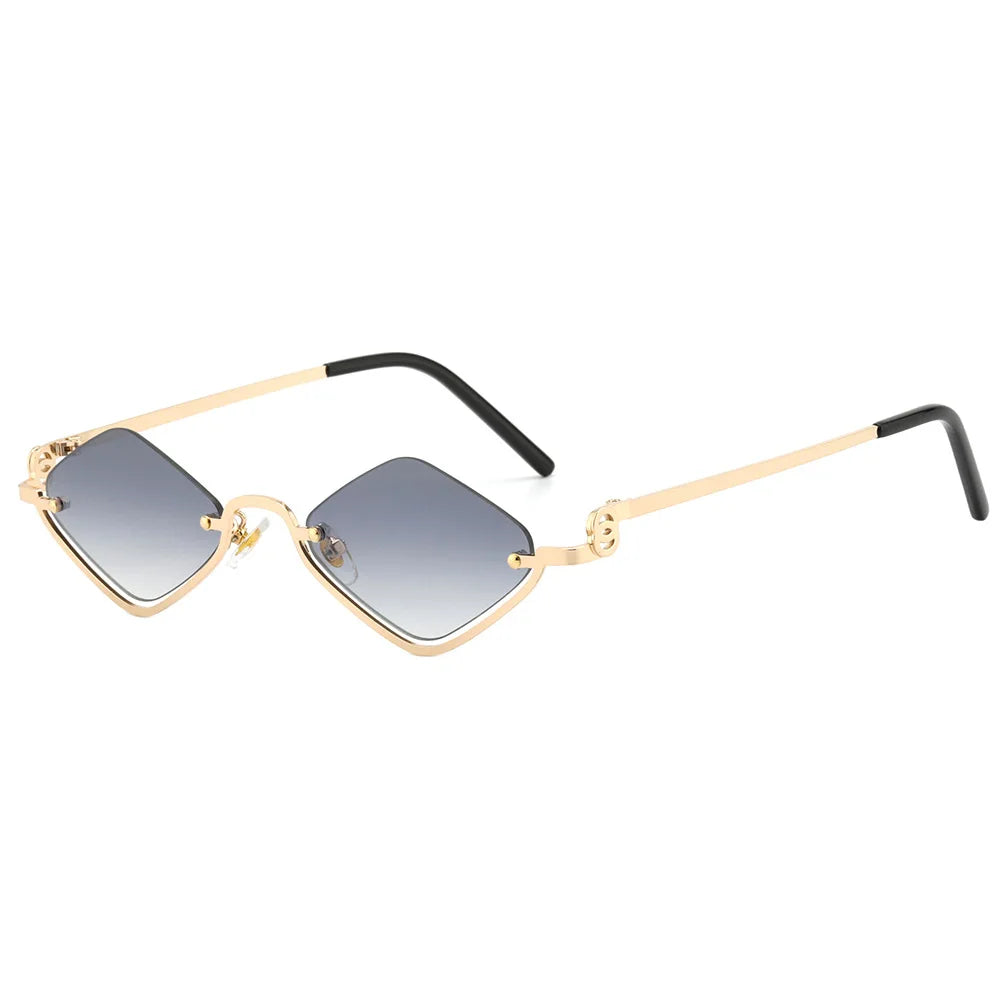 Fashion Small Polygonal Sunglasses Women Luxury Brand Metal Half Frame Sun Glasses Ladies Hipster Sexy Cat Eye Shades Vintage
