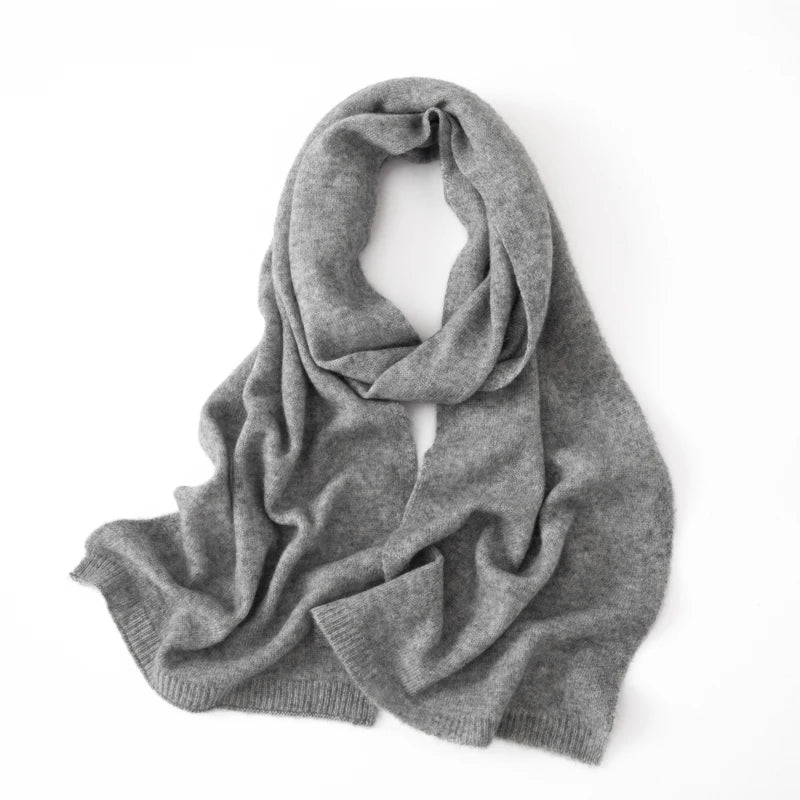 Soft 100% Cashmere Scarf for Autumn and Winter, Women's Knitted Warm Neck Protection Scarf 160*25CM