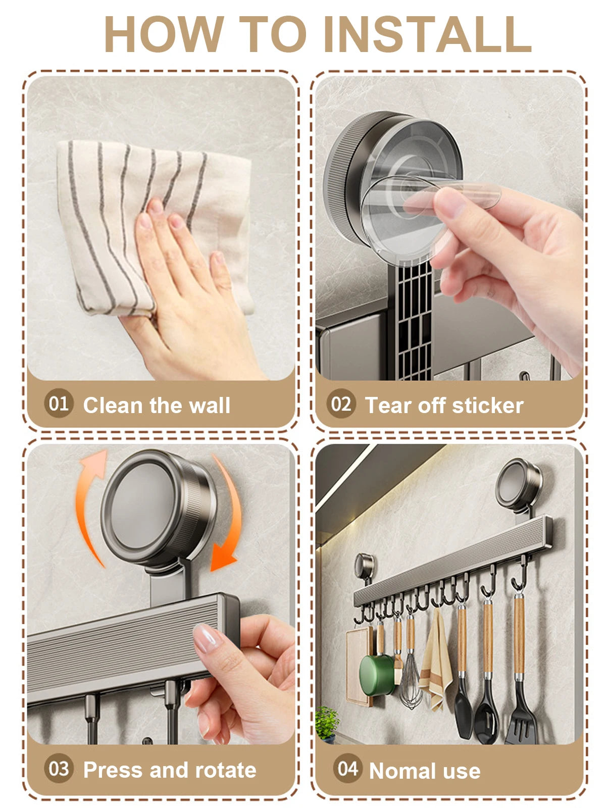 Multi-Purpose Suction Cup Hooks 6/8/10 Aluminum Bathroom Towel Rack Strong Load-Bearing White Grey Kitchen Storage Hook