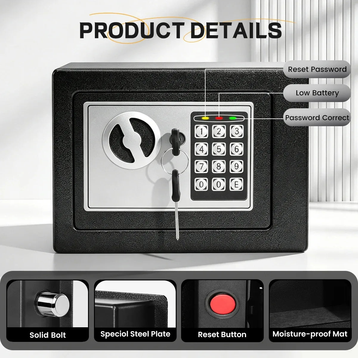 2026 NEW Electronic Safe Deposit Safe Box All Steel for Home Office Password and Key Unlock Safe and Compact