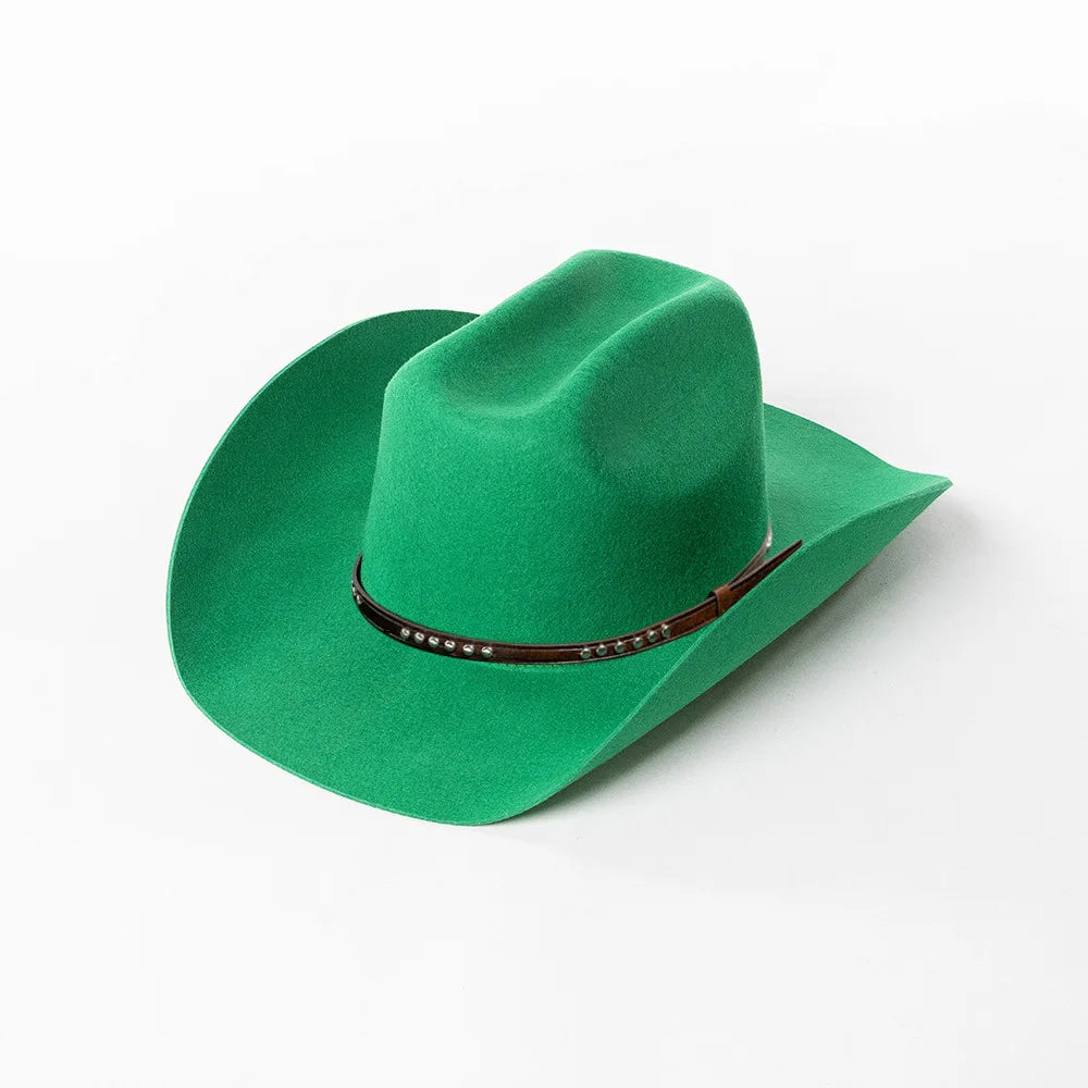 USPOP Autumn Winter Western Cowboy Hat Unisex Casual Studded Wool Felt Hat with Belt  Large Size Fedora Available in Sizes S-XL