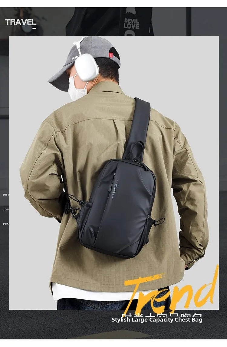 Large Capacity Fashion Waterproof Men's Crossbody Bag Casual Travel Leisure Ladies Single Shoulder Slant Bag Chest Bag