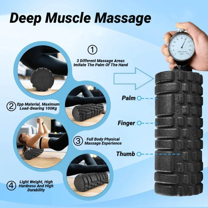 High-Density Solid Core For Muscle Recovery/Massage, Durable Fitness Tool 33Cm Foam Roller Yoga Massage
