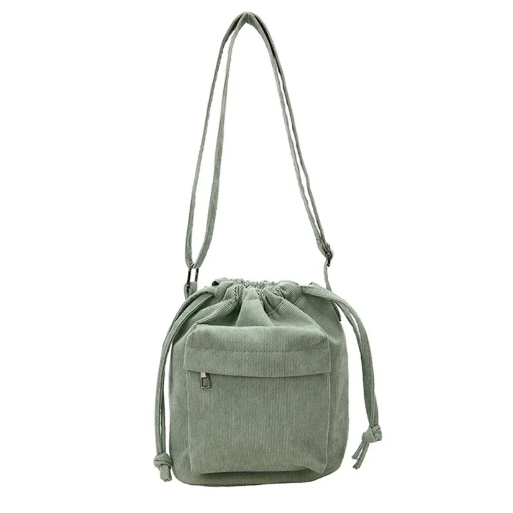 Shoulder Bag New Women Bag Middle Shoulder Bag Korean Style Drawstring Bucket Bag Casual Light Youth Crossbody Bag Whole Sale