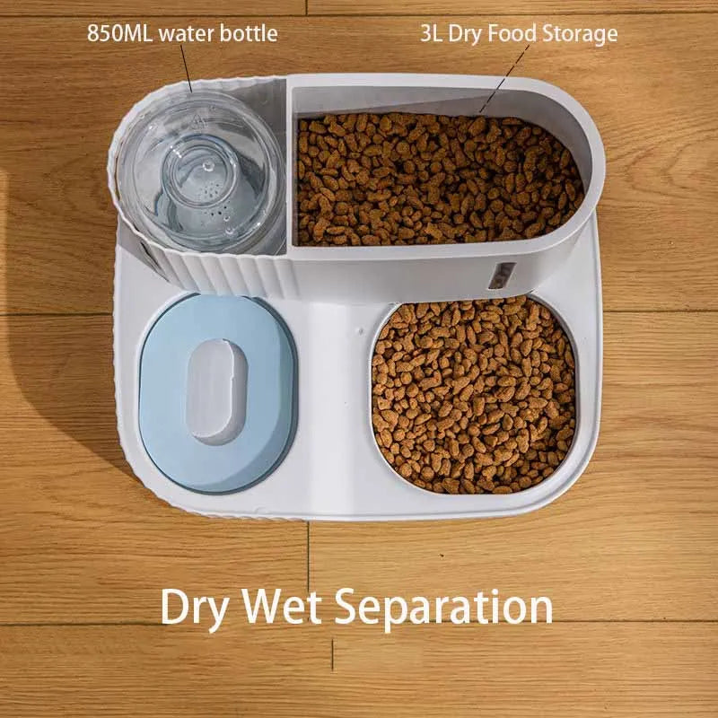 Large Capacity Cat Automatic Feeder Water Dispenser Wet and Dry Separation Dog Food Container Drinking Water Bowl Pet Supplies