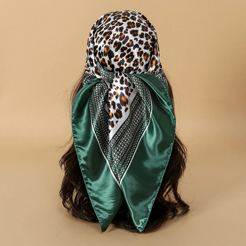 Luxury Brand Silk Satin Square Scarf Women Hijab Bandana Muslim Headscarves Shawl Wrap Ladies Headband Neckerchief Foulard 90cm