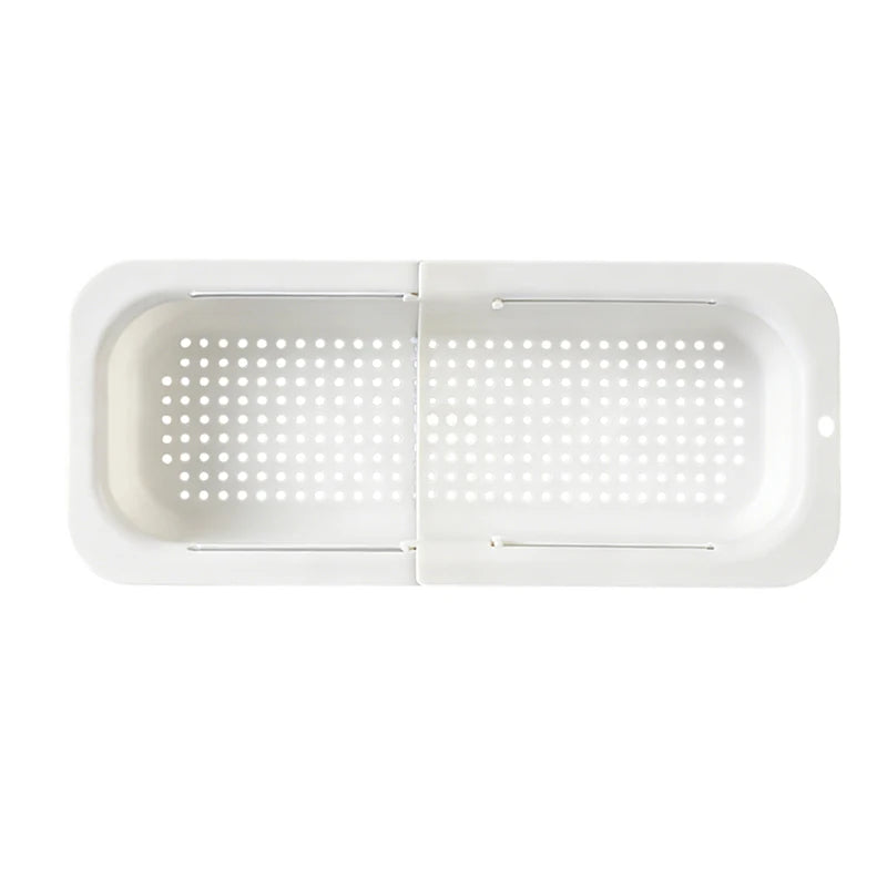 Extendable Over The Sink Colander Strainer Basket for Washing Vegetables Fruits Draining Pasta Drying Dishes Home Kitchen Tool