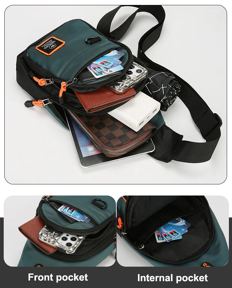 Men Chest Bag Large Capacity One Shoulder Crossbody Backpack Outdoor Sports Leisure Fashion Small Sling Bag For Men