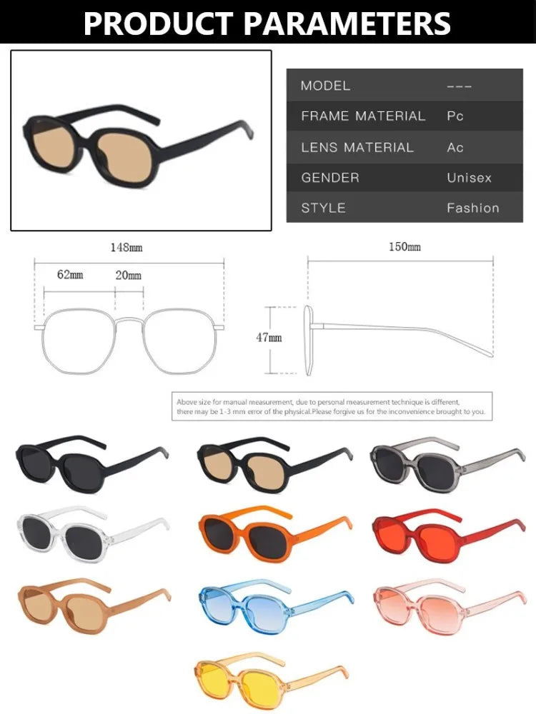 Oval Concave Vintage Sunglasses Women Fashion Design Retro Brand Sun Glasses Female Hip Hop Vintage Round Designer Oculos De Sol