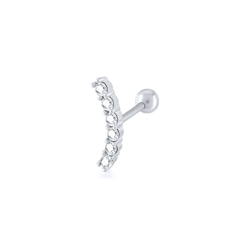 CANNER Pendientes Plata 925 Piercing Stud Earrings For Women Cubic Zirconia 925 Sterling Silver Cartilage Earring Jewerly 1pc