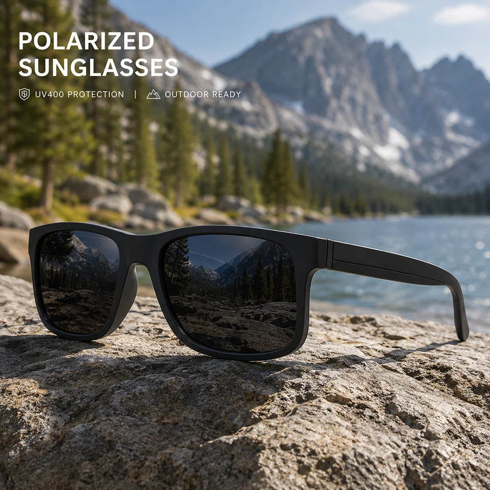 Matte Polarized Sunglasses Men Women UV400 Square Driving Sun Glasses Outdoor Sport Fishing Travel Eyewear Durable Hinge