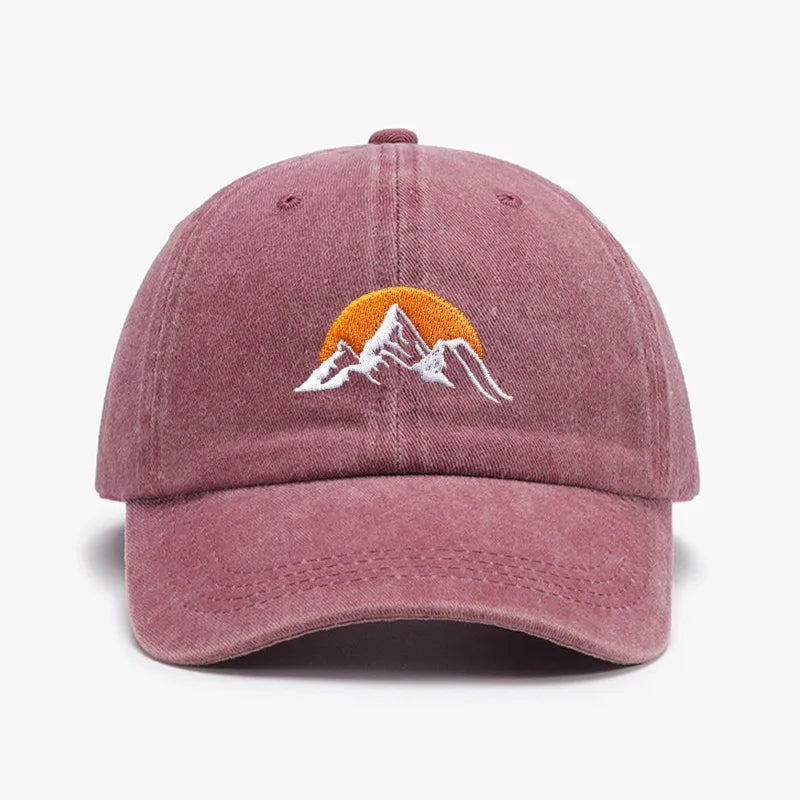 1pc Unisex Embroidered Sunset Baseball Hat,washed  Adjustable Outdoor Casual Sport Trucker Hat,Suitable for Daily Wear,commute