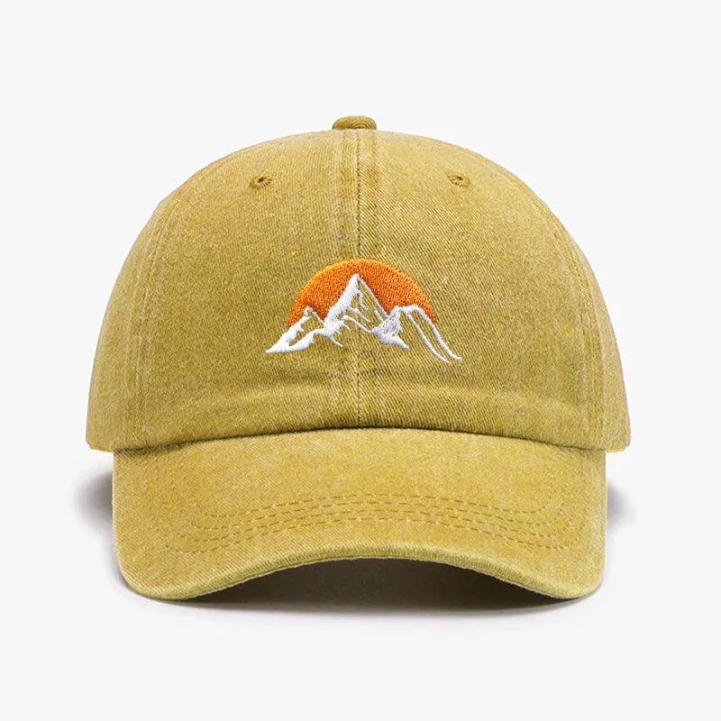 1pc Unisex Embroidered Sunset Baseball Hat,washed  Adjustable Outdoor Casual Sport Trucker Hat,Suitable for Daily Wear,commute