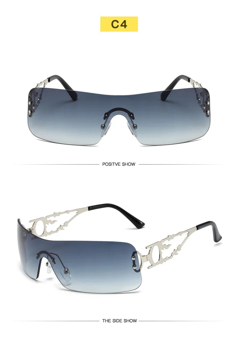 New Fashion Rimless Y2K Sunglasses Women Men 2026 High Quality Trending Product Rave Party Festival Oculos De Sol UV400