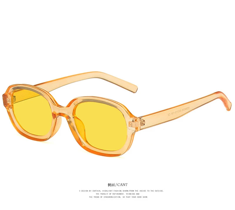 Oval Concave Vintage Sunglasses Women Fashion Design Retro Brand Sun Glasses Female Hip Hop Vintage Round Designer Oculos De Sol