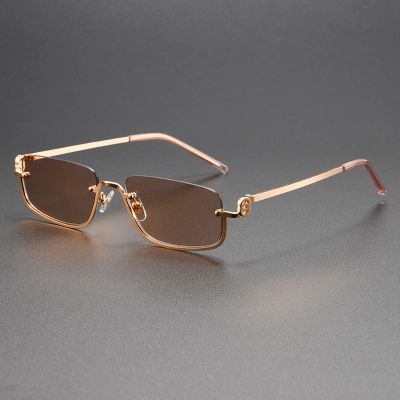 High-End Sunglasses with European & American Street Style Vibe - New Trendy Fashion Metal Semi-Rimless Sunglasses