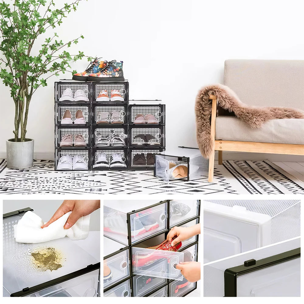 12 Stackable Shoe Storage Box Organiser