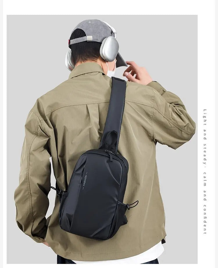 Large Capacity Fashion Waterproof Men's Crossbody Bag Casual Travel Leisure Ladies Single Shoulder Slant Bag Chest Bag