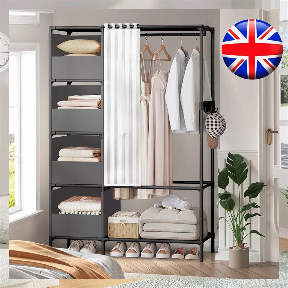 Metal Closet Clothes Rail Wardrobes Living Room Storage Garment Shoes Shelf Heavy Duty Hanging Rack Shelving Clothing Hanger