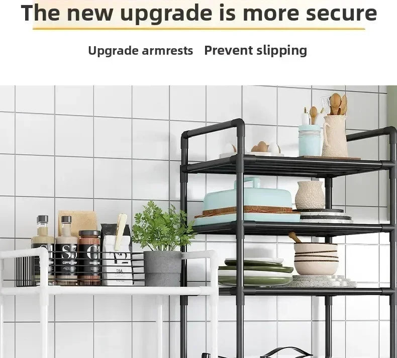 Kitchen mobile storage cart, multi-layer floor rack, dish refrigerator organizer refrigerator organizer