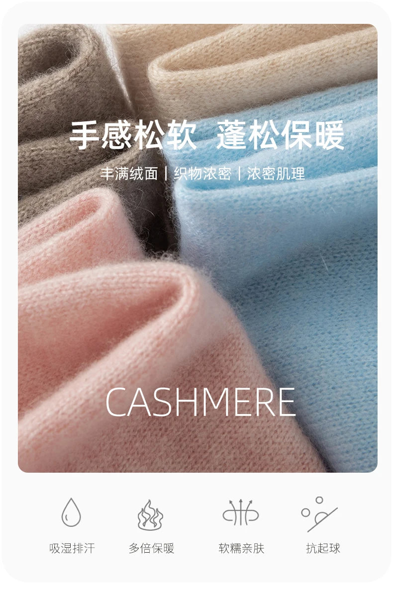 Soft 100% Cashmere Scarf for Autumn and Winter, Women's Knitted Warm Neck Protection Scarf 160*25CM
