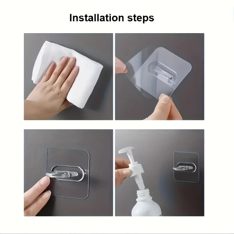 10pcs Easy-Install Adhesive Hook Set For Kitchen & Bathroom - No-Drill Wall Mount Hangers For Towels, Utensils, And More